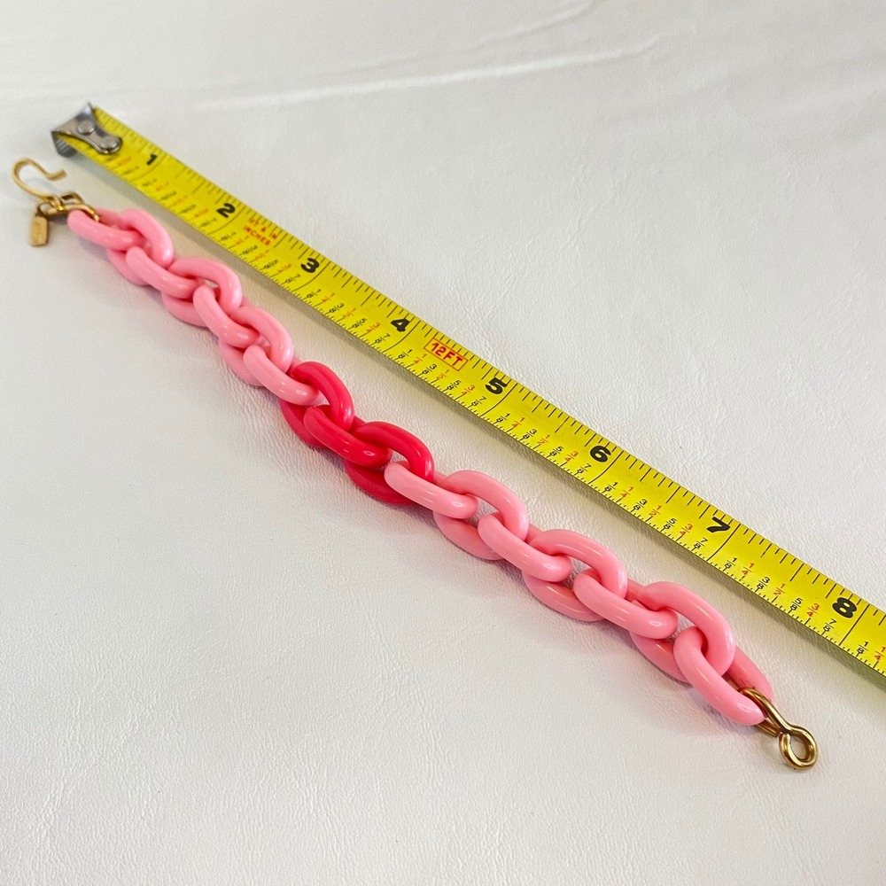 Monet Pink Bracelet Acrylic Plastic Chunky Curb Link Gold Tone Retro Mod - Picture 3 of 11